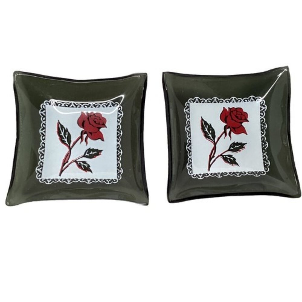 Set of 9 Vintage Glass Cocktail Ashtrays Trinket Dishes Salt Cellar Barware - Picture 3 of 7